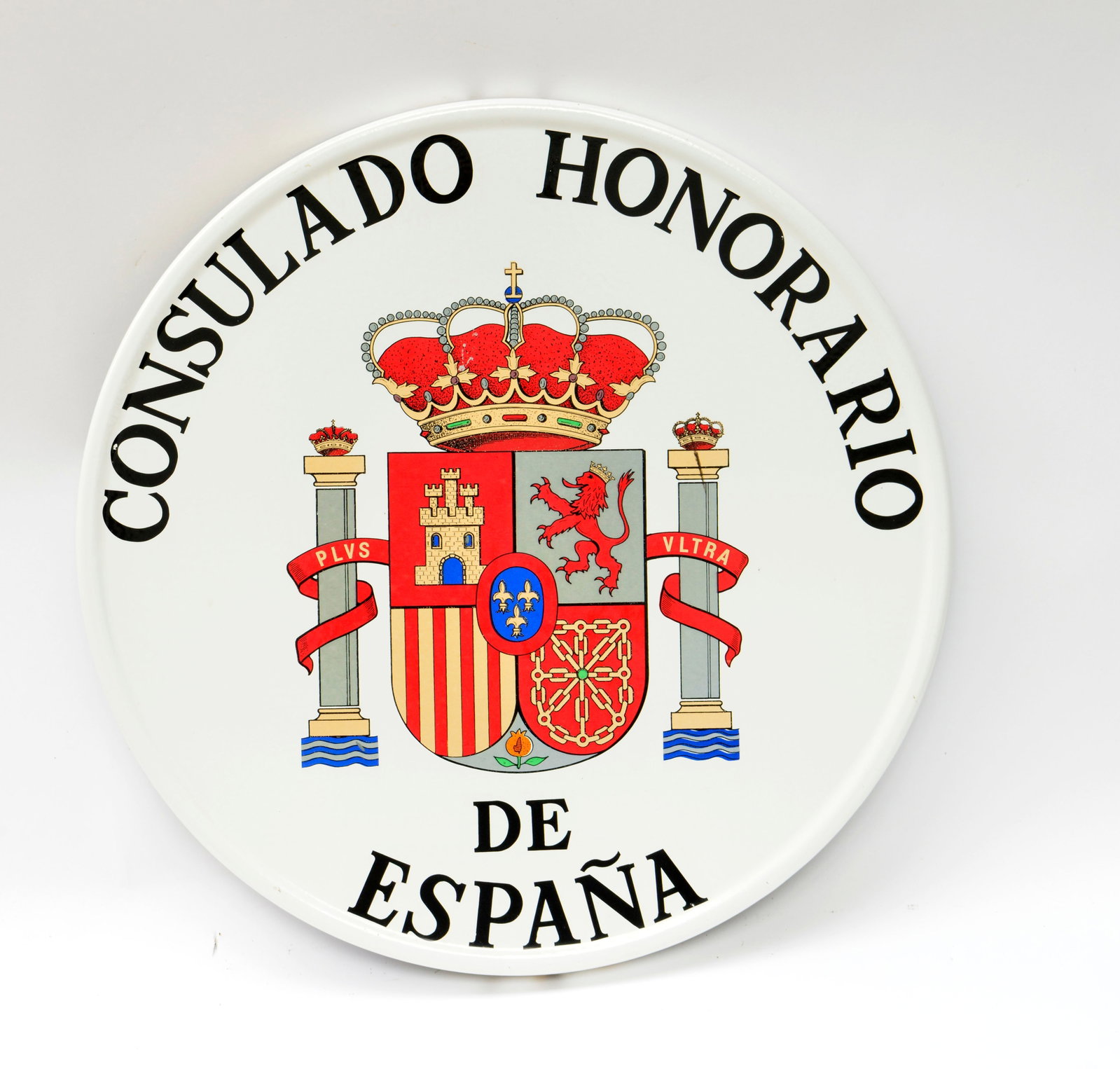 Spanisches Konsulat, Emailschild: Spanisches Konsulat, Emailschild, 60 cm, Z 1-2