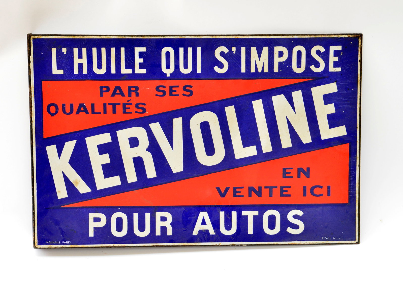 Kervoline Pour Autos, Emailschild: Kervoline Pour Autos, Emailschild, 60x40 cm, Z 2-3