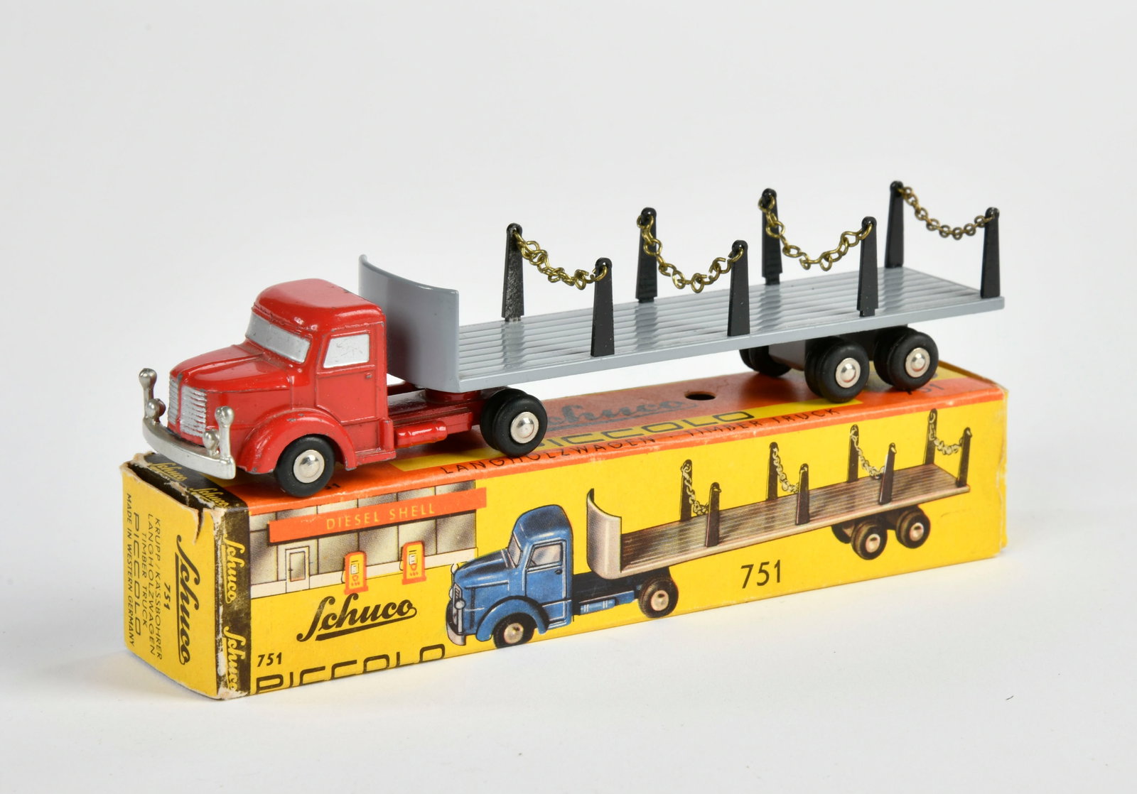 Schuco, Piccolo 751 Krupp Kassbohrer Langholzwagen: Schuco, Piccolo 751 Krupp Kassbohrer Langholzwagen, 1:90, Druckguss, min. LM, Okt Z 1-, Z 1-2
