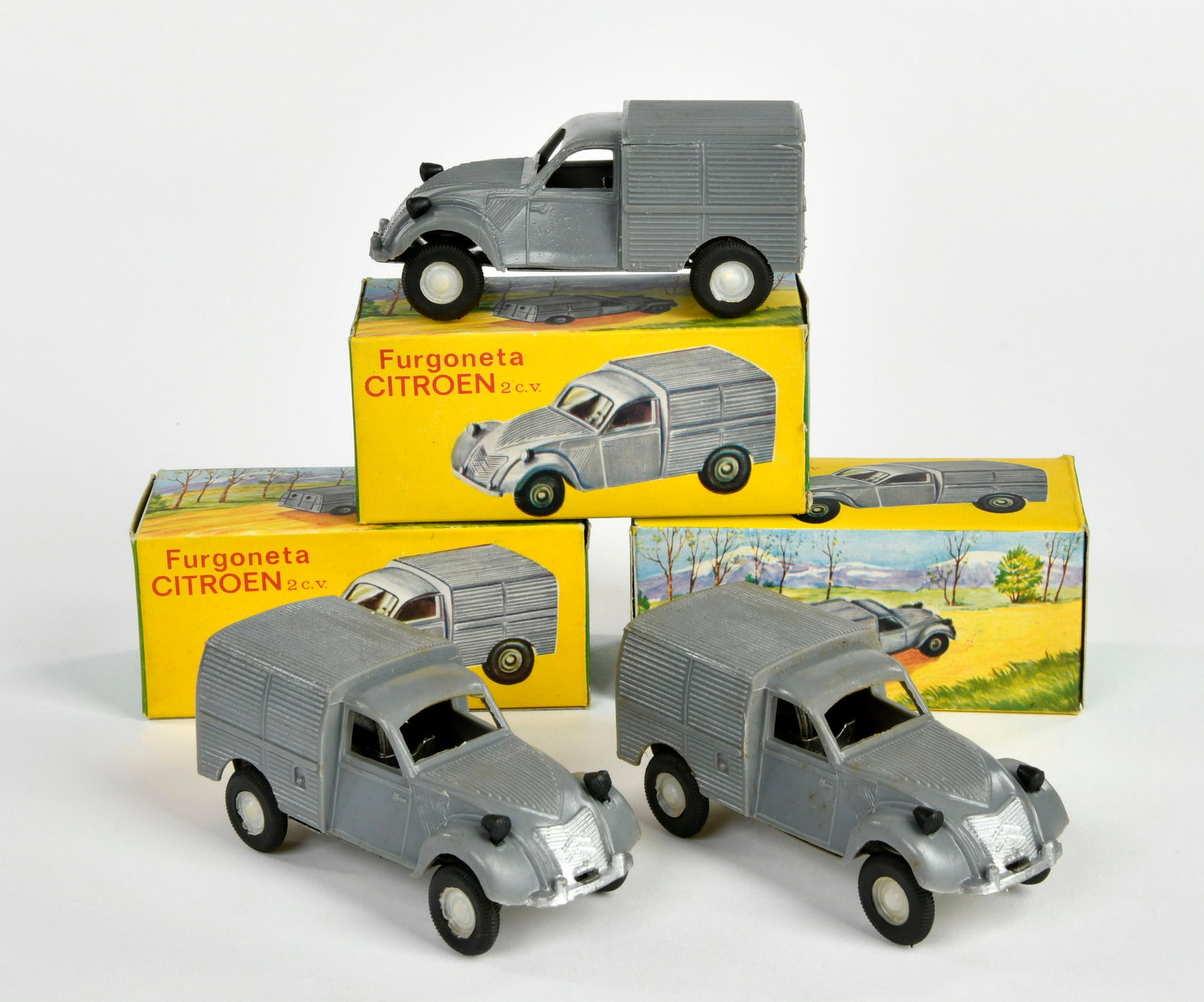Vercor, 3x Furgoneta Citroen 2CV: Vercor, 3x Furgoneta Citroen 2CV, Spain, 1:43, Friktion ok, Okt, Lagerspuren, sonst Z 1