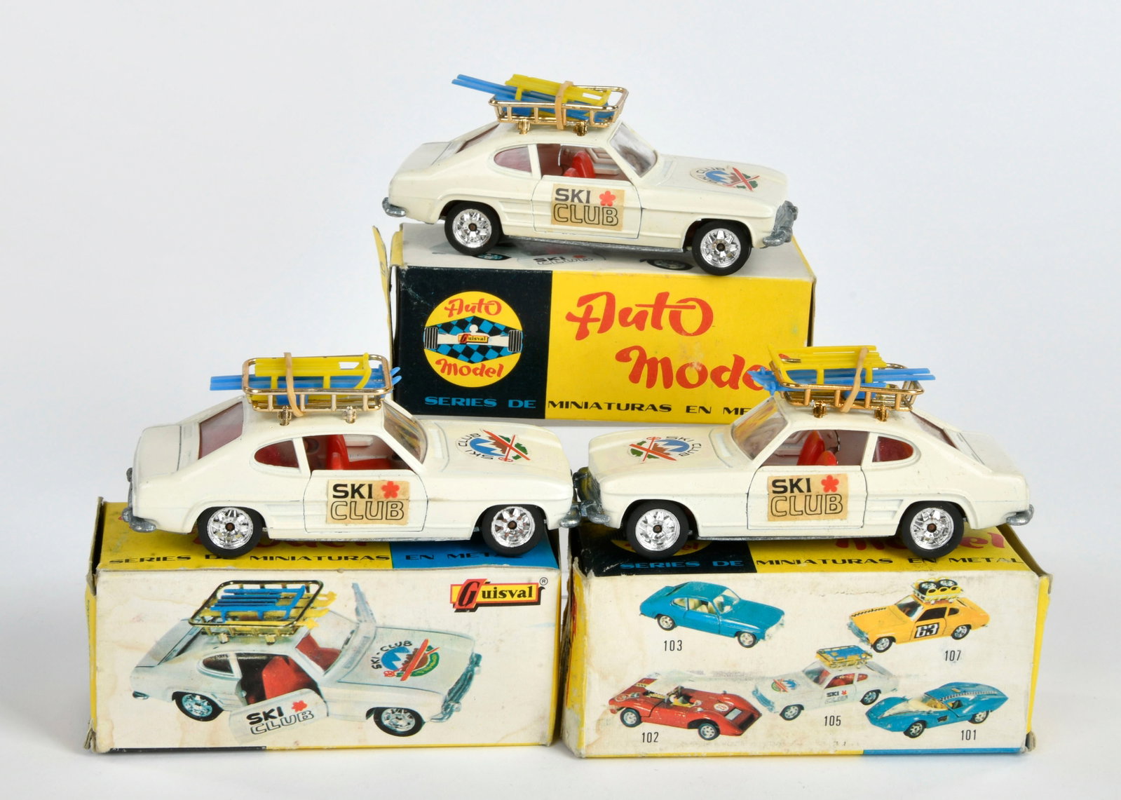 Guisval, 3x Ford Capri Ski Club: Guisval, 3x Ford Capri Ski Club, Spain, 1:43, Druckguss, Okt, Lagerspuren, sonst Z 1