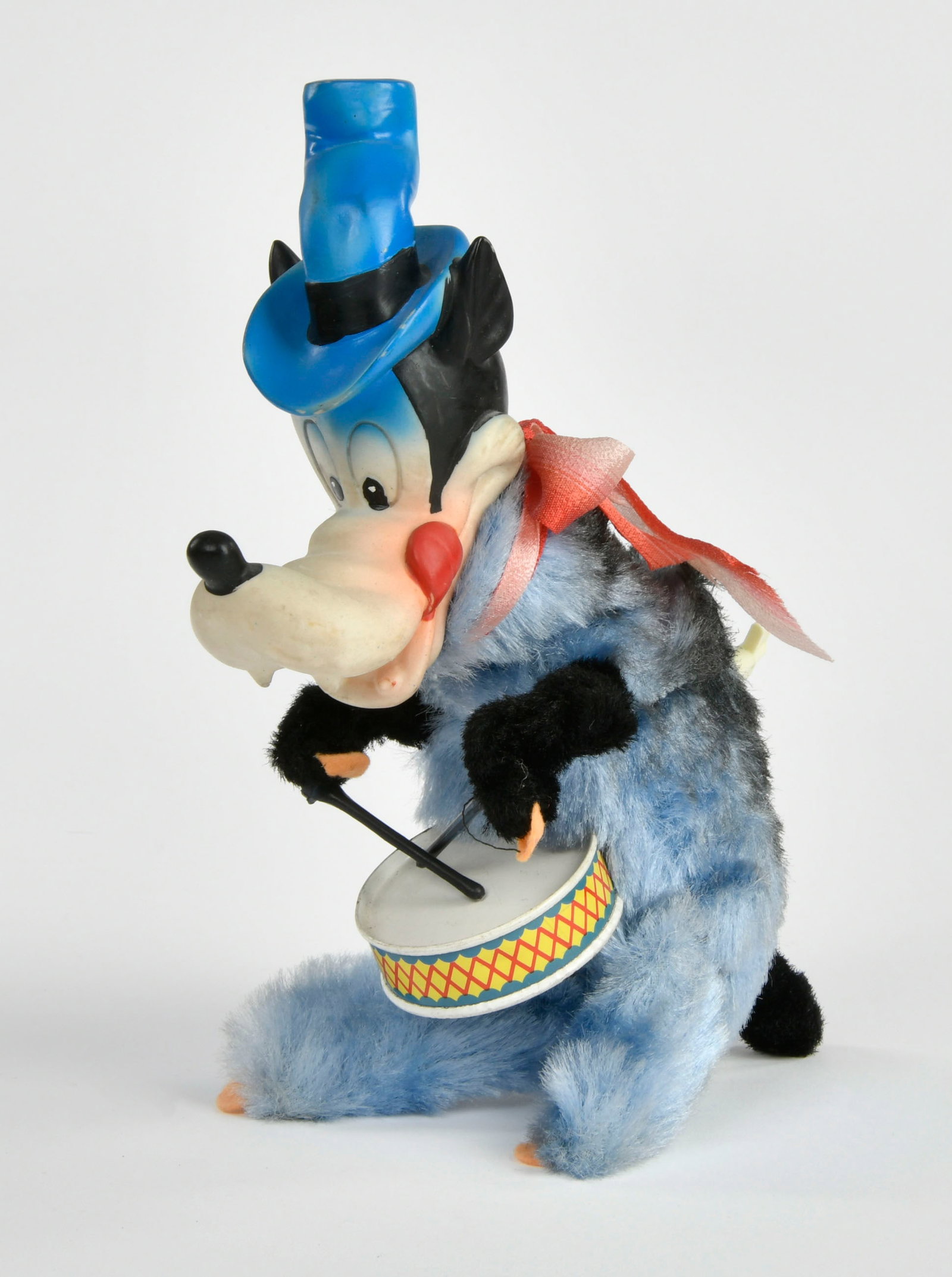 Walt Disney, Grosser boser Wolf Trommelfigur: Walt Disney, Grosser boser Wolf Trommelfigur, 25 cm hoch, GmBw, Funktion ok, Z 2