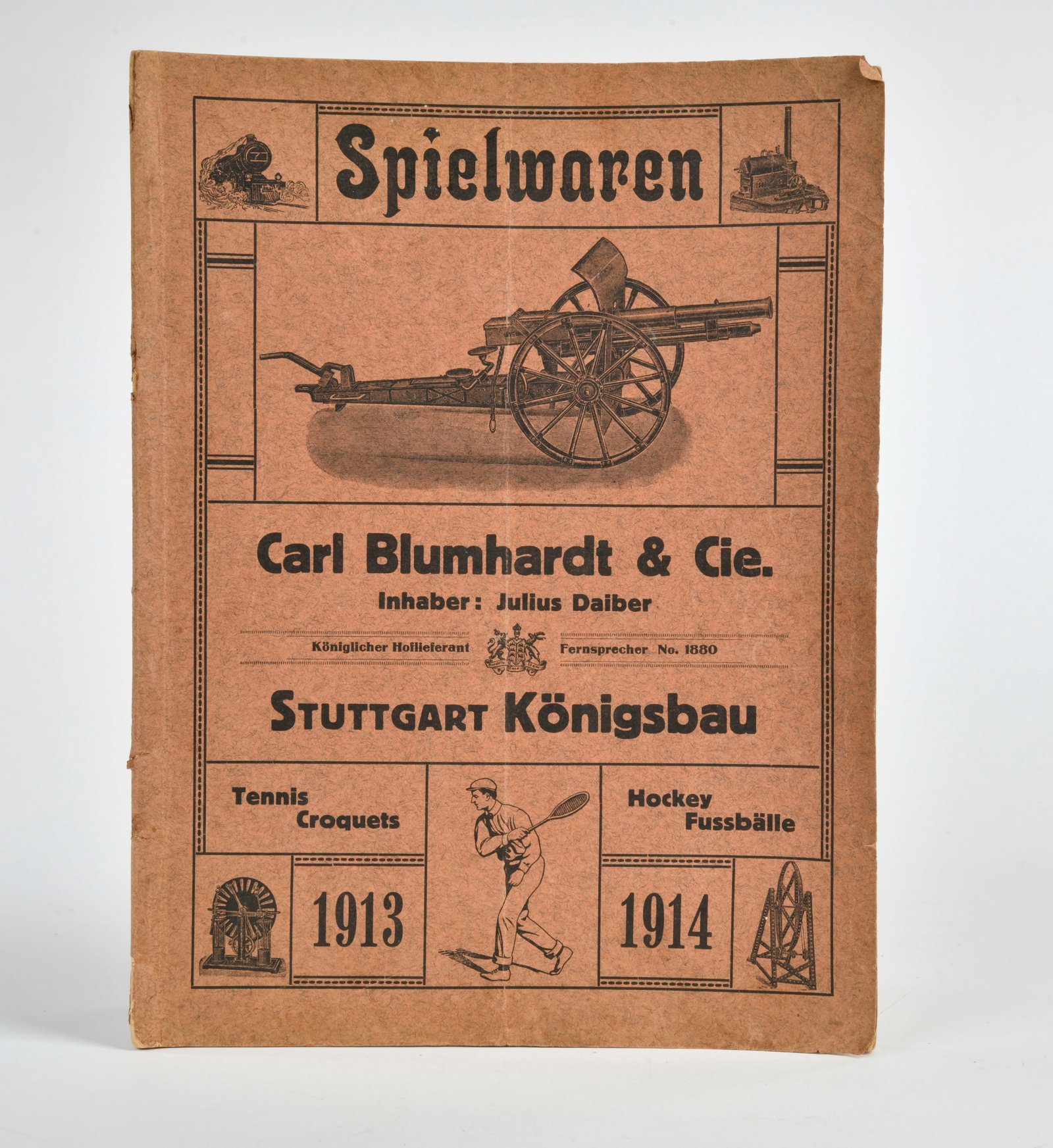 Carl Blumhardt & Cie (Stuttgart), Spielwaren 1913/1914, Katalog: Carl Blumhardt & Cie (Stuttgart), Spielwaren 1913/1914, Katalog, 29 x 22 cm, 107 Seiten, Einbandvorderseite mit Mittelknick, sonst gut