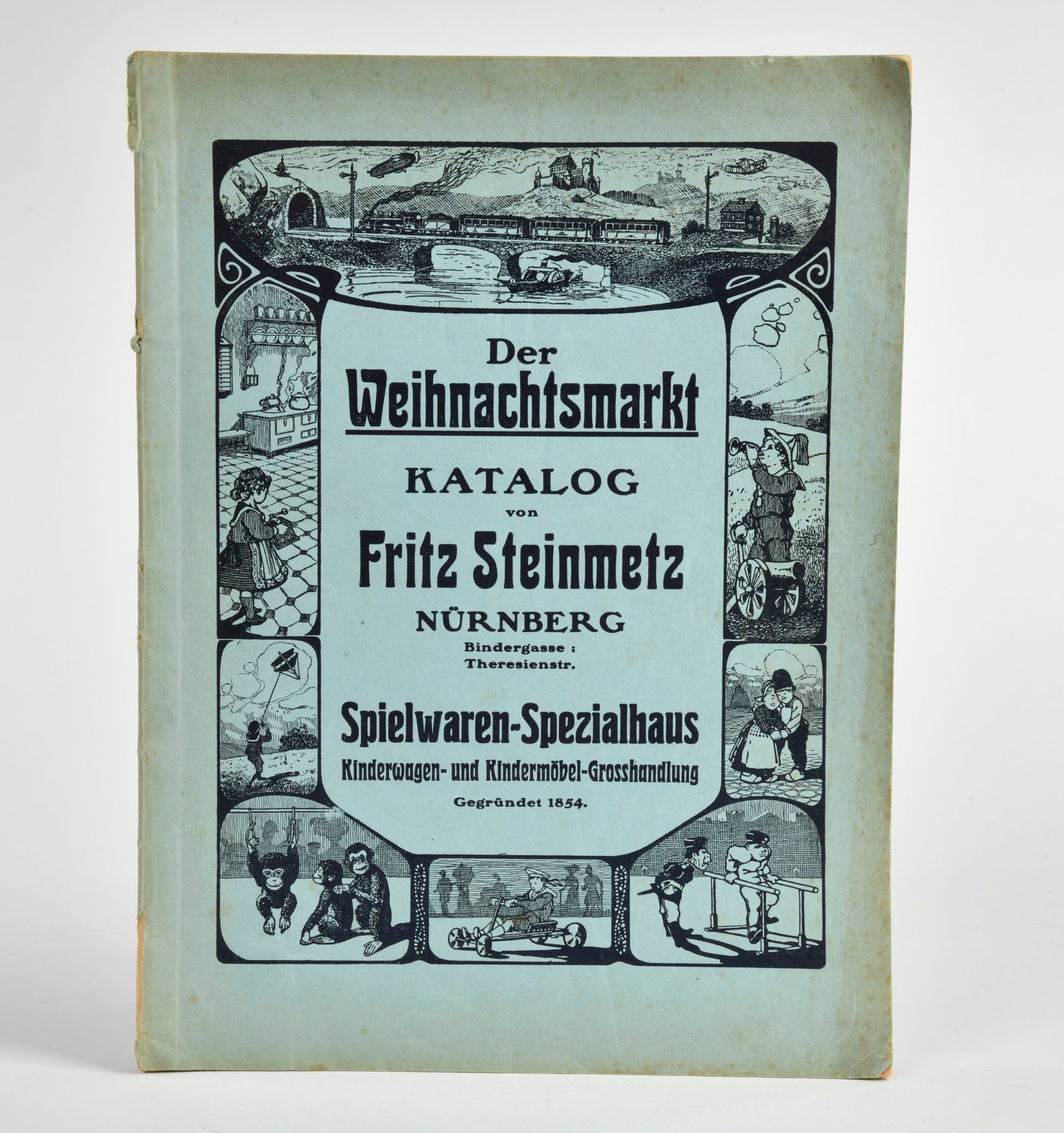 Fritz Steinmetz (Nurnberg), Der Weihnachtsmarkt, Katalog, um 1909: Fritz Steinmetz (Nurnberg), Der Weihnachtsmarkt, Katalog, um 1909, 31 x 23 cm, 105 Seiten, Einband mit Gebaruchsspuren, sonst schoner Zustand