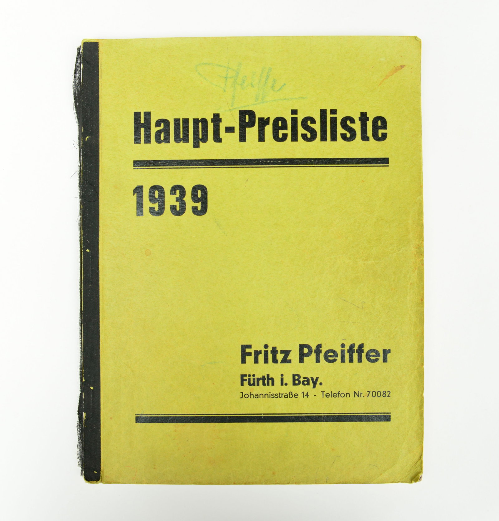 Fritz Pfeiffer, Haupt-Preisliste 1939: Fritz Pfeiffer, Haupt-Preisliste 1939, Germany, 30 x 23 cm, 192 S., Einband mit Mangeln, sonst gut