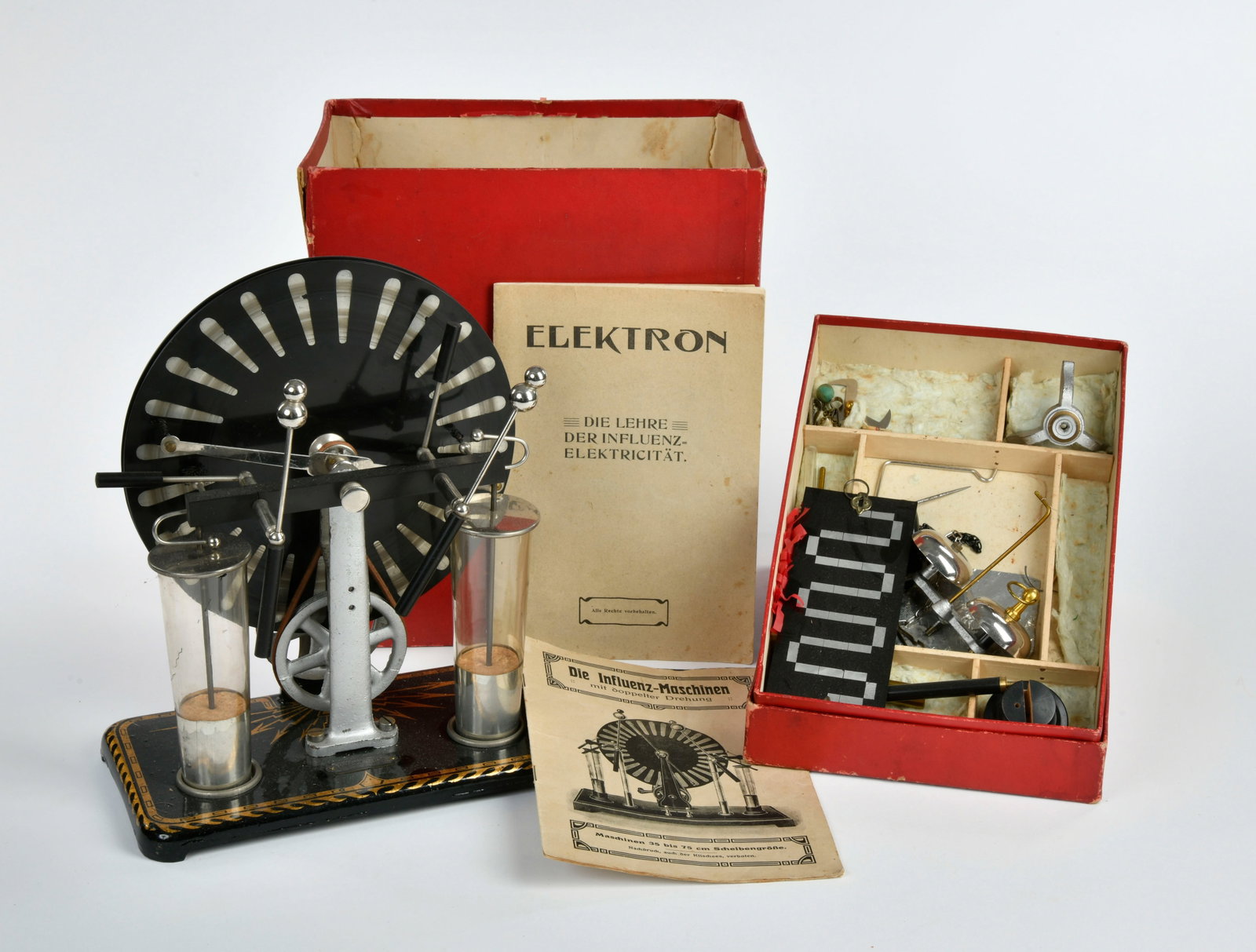 Experimentierkasten "Elektron, Influenz-Elektriciat": Experimentierkasten "Elektron, Influenz-Elektriciat", Germany VK, mit Anleitungen und umfangreichem Zubehor, bitte besichtigen