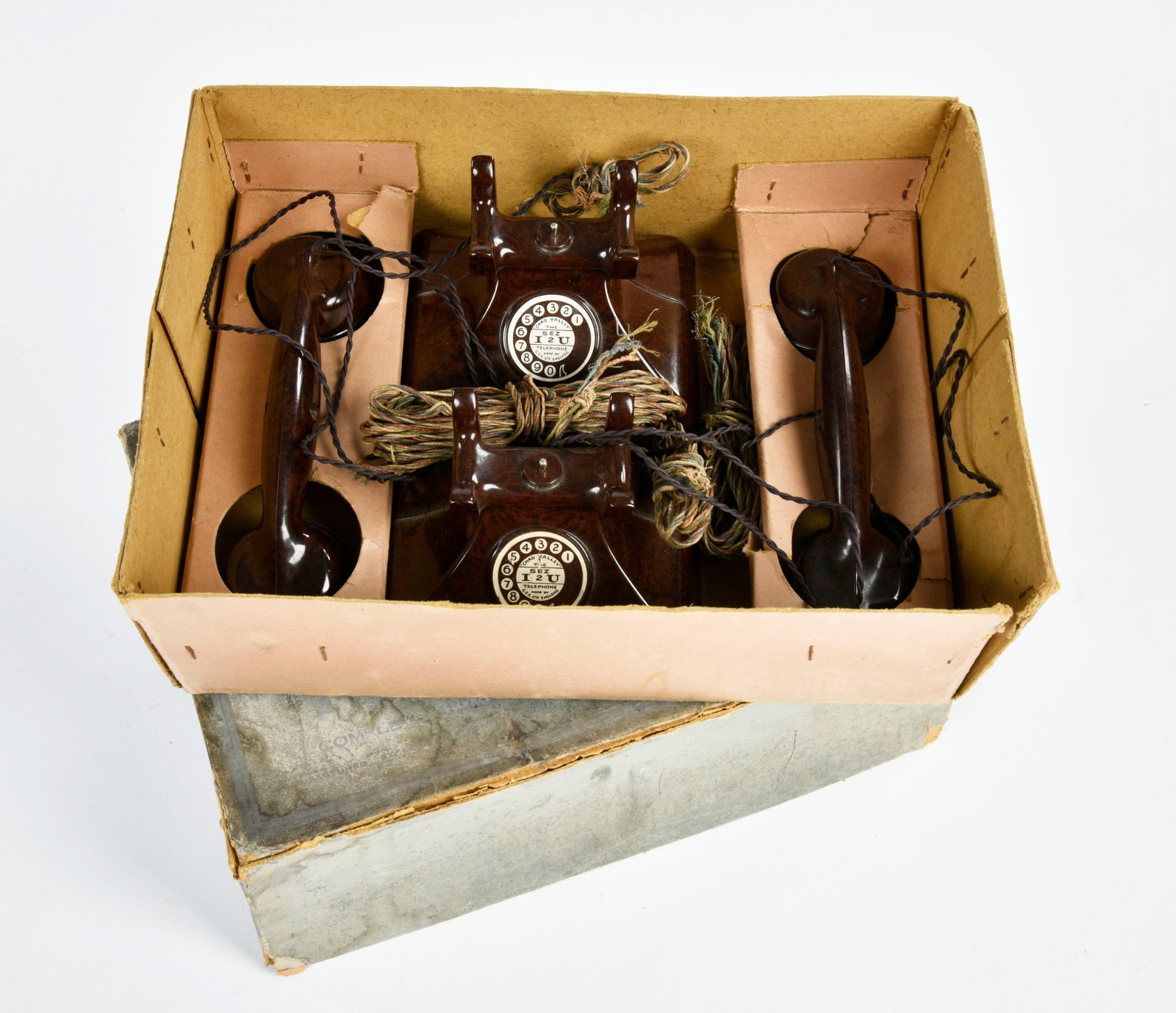 Bakelit Telefon Set: Bakelit Telefon Set, England, 22x31cm, Okt mit Altersspuren