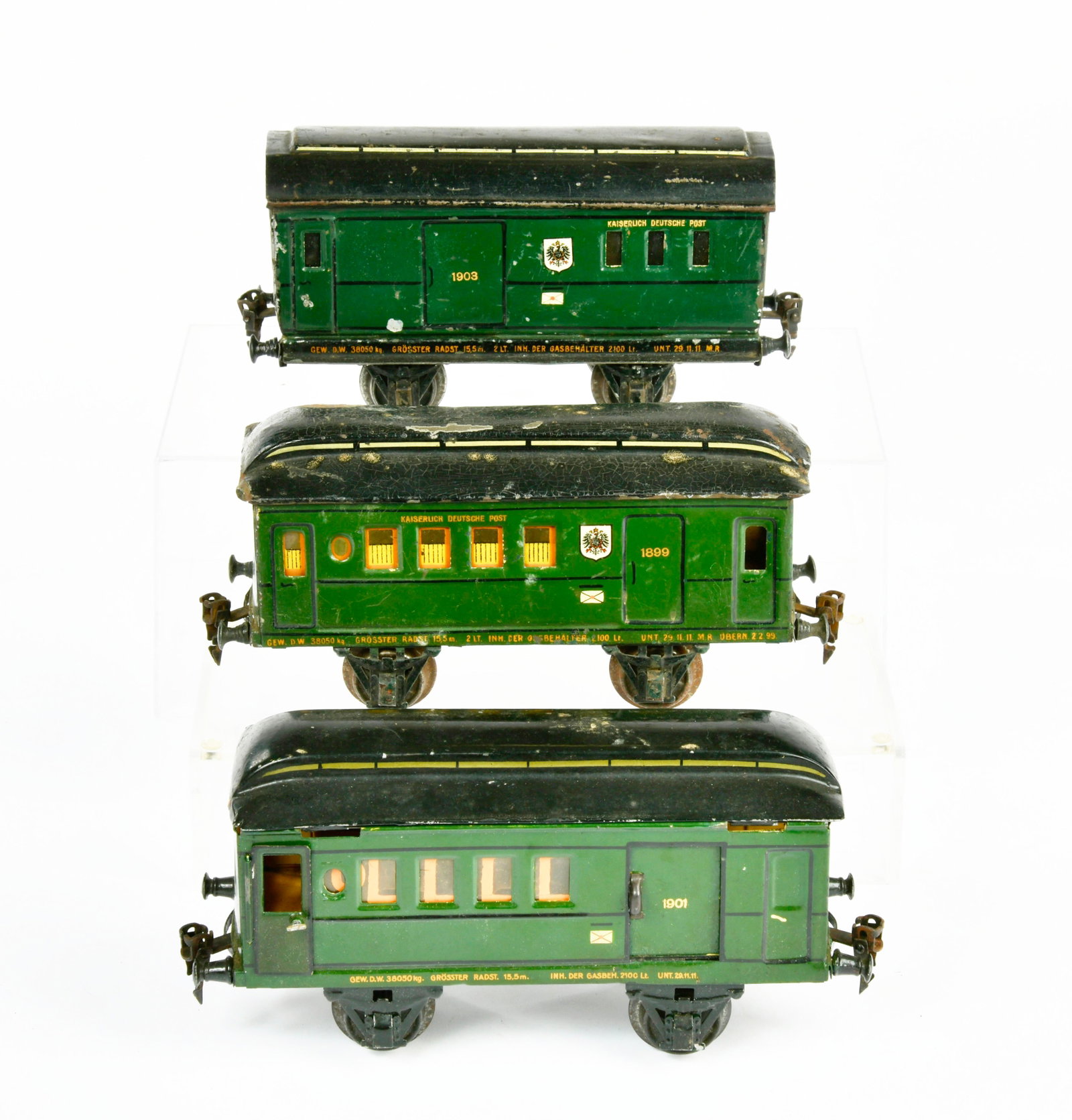 Marklin, 2 Personen- und Gepackwagen 1899/1, 1901/1, 1903/1: Marklin, 2 Personen- und Gepackwagen 1899/1, 1901/1, 1903/1, Germany VK, LM, Spur 1, Z 2-3