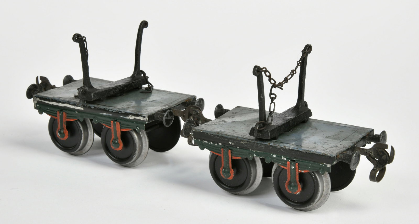 Marklin, 2 Langholzwagen 1814: Marklin, 2 Langholzwagen 1814, Spur 2, Germany VK, 13,5 cm, Rader ersetzt, LM, Z 3