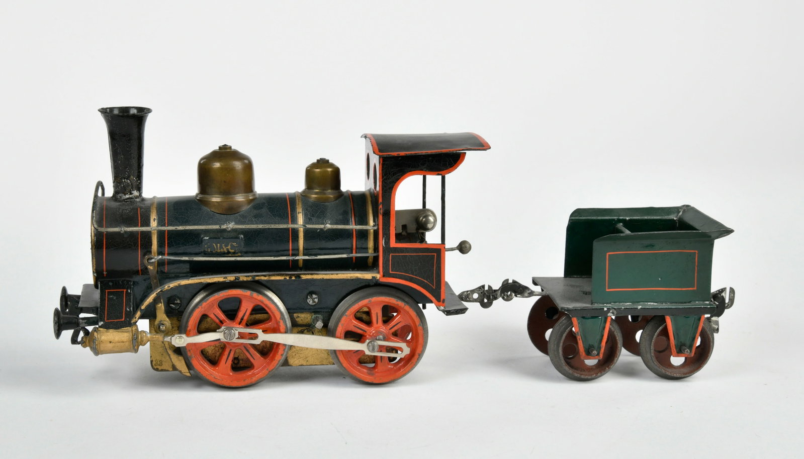 Marklin, Lok 1022 BN: Marklin, Lok 1022 BN, Spur 2, Germany ca. 1900, mit Tender, insgesamt 36 cm, UW defekt, sonst Z 2