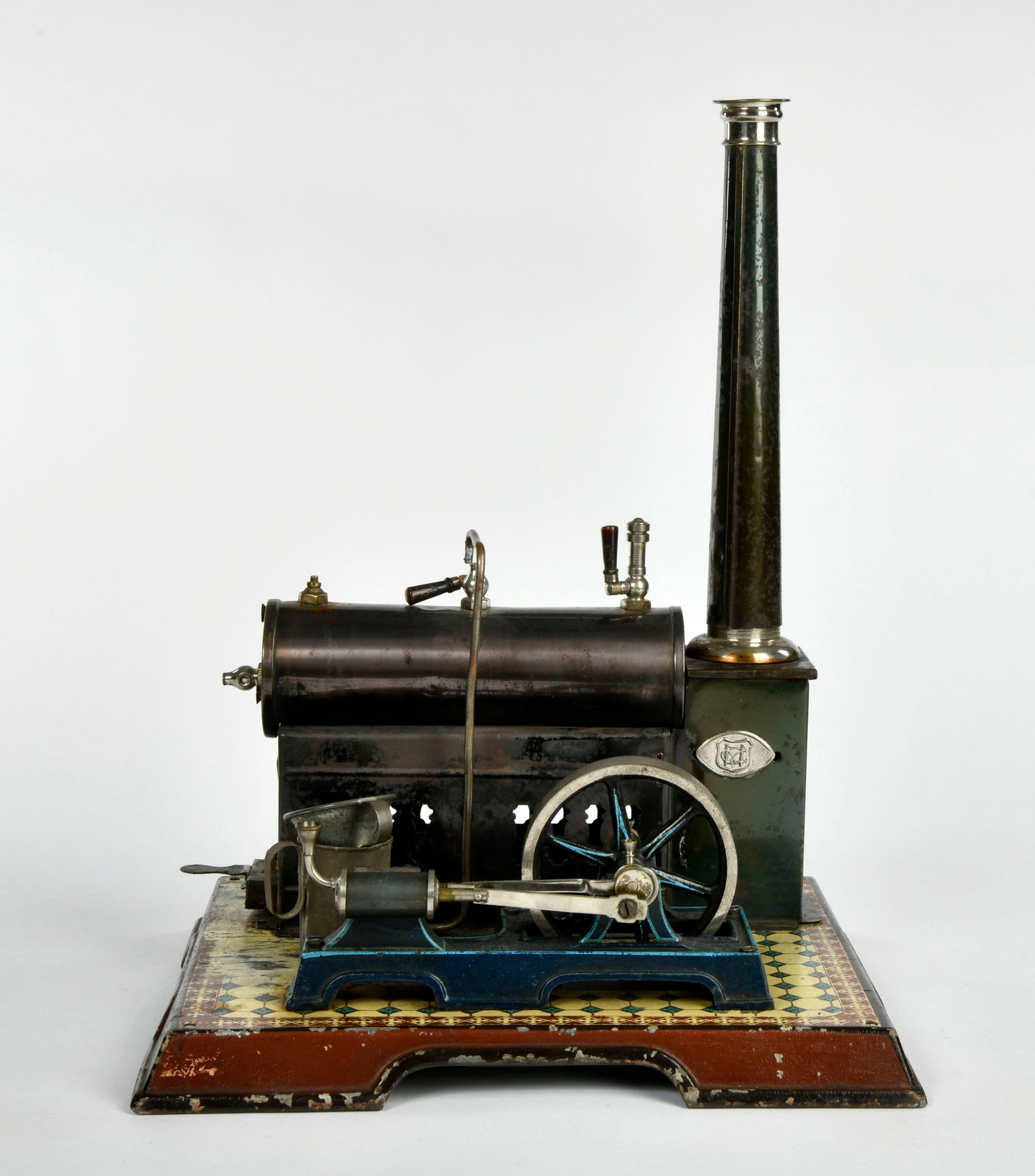 Marklin, Plattenboden Dampfmaschine: Marklin, Plattenboden Dampfmaschine, Germany VK, 29x24x39cm, LM, mit Brenner, Z 3