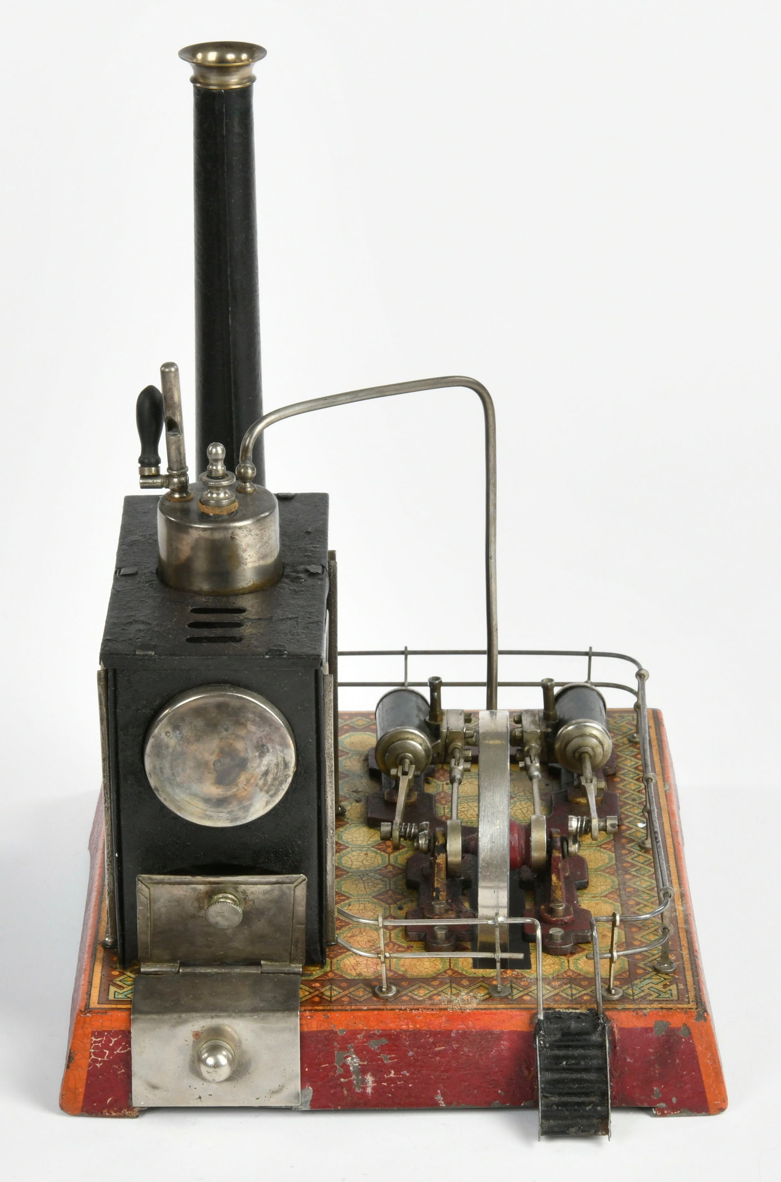 Schoenner, Dampfmaschine: Schoenner, Dampfmaschine, 2 Zylinder, Fliesenmuster, 20x17x25 cm, Kesselhaus mit LM