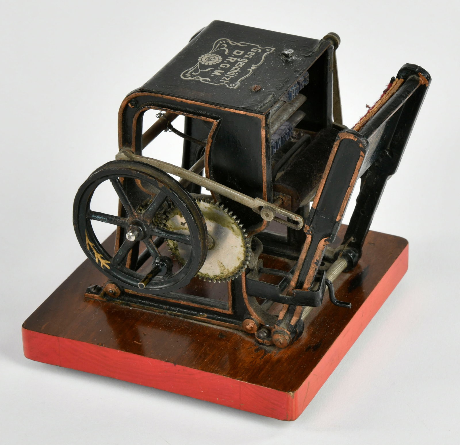 Bing, Damo Druckpresse: Bing, Damo Druckpresse, Germany VK, 11 cm, Blech/Guss auf Holzplatte, LM