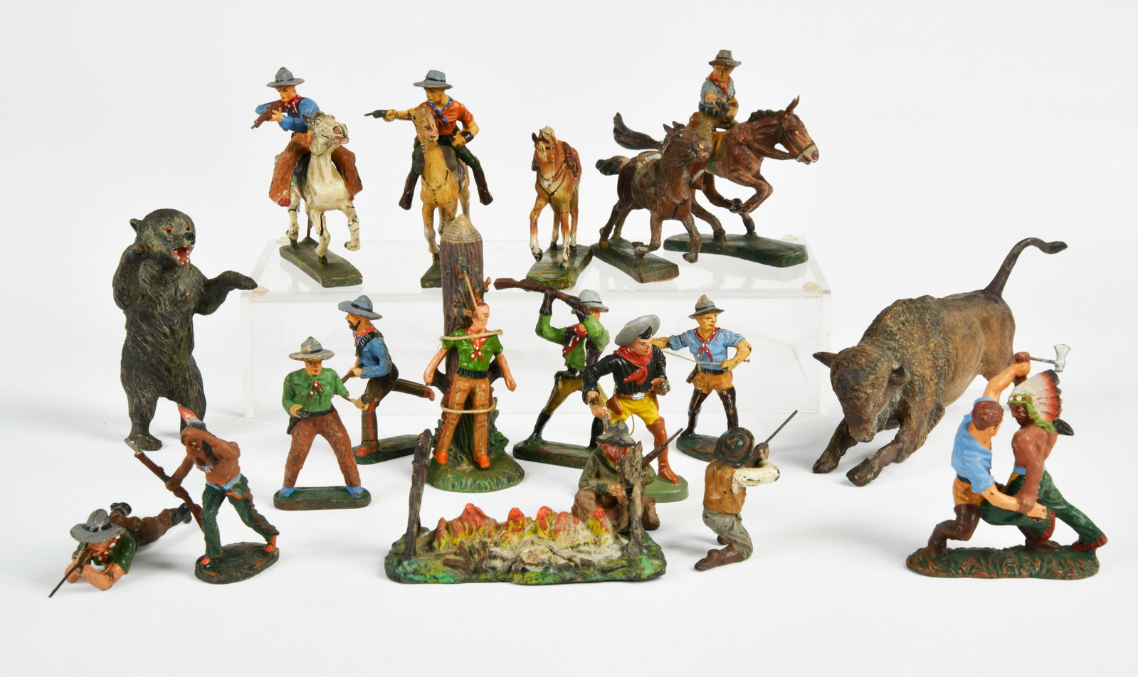 Elastolin u.a., Wildwest Figuren: Elastolin u.a., Wildwest Figuren, 7,5 cm Reihe, Masse, meist Z 2