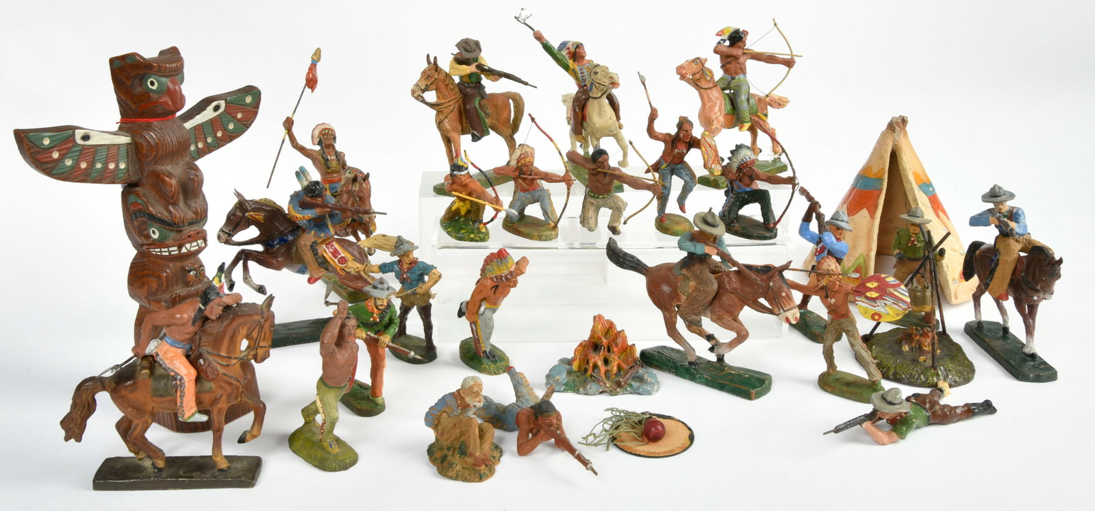 Elastolin, Wildwest Figuren: Elastolin, Wildwest Figuren, Germany, Masse, 7 cm Serie, Z 1-2