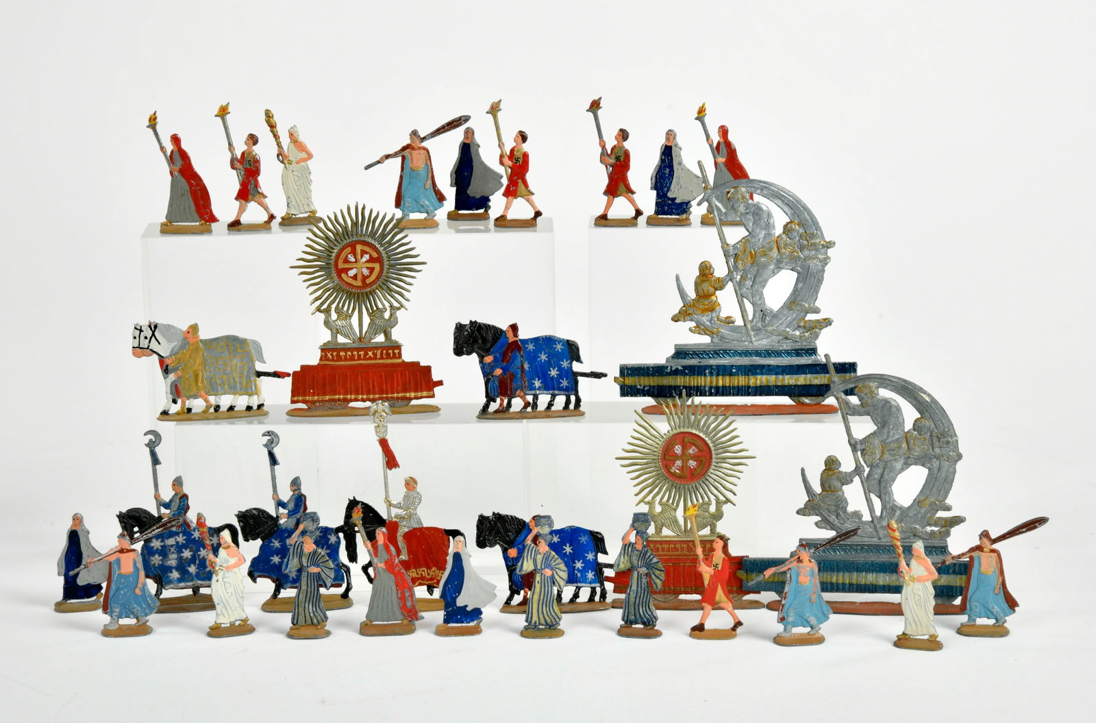 Zinn Szene Romischer Festzug zum Tag der deutschen Kunst 1939: Zinn Szene Romischer Festzug zum Tag der deutschen Kunst 1939, mit zwei Mondwagen und div. Figuren, Manufaktur Wilhelm Schweizer Diesen am Ammersee