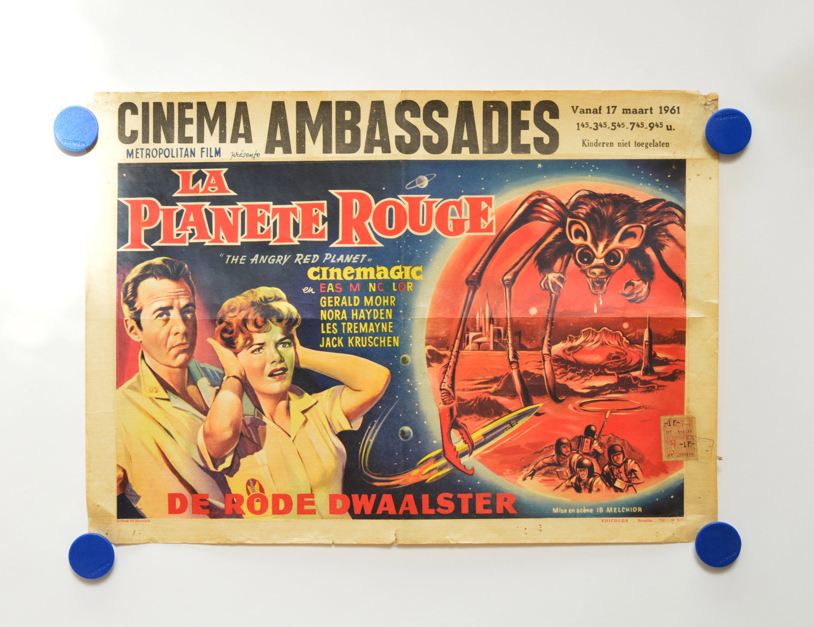 Kino Plakat, La Planete Rouge: Kino Plakat, La Planete Rouge (the angry red planet), 52 x 35 cm, Belgium, 50er Jahre, Z 2