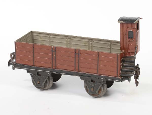 Maerklin: English: Maerklin, Open Freight Wagon, Germany prewar, gauge 2, paint damage, condition 2-3 Deutsch: Märklin, Offener Güterwagen, Germany VK, Spur 1, 19,5 cm, Lackmängel, Z 2-3, (587)