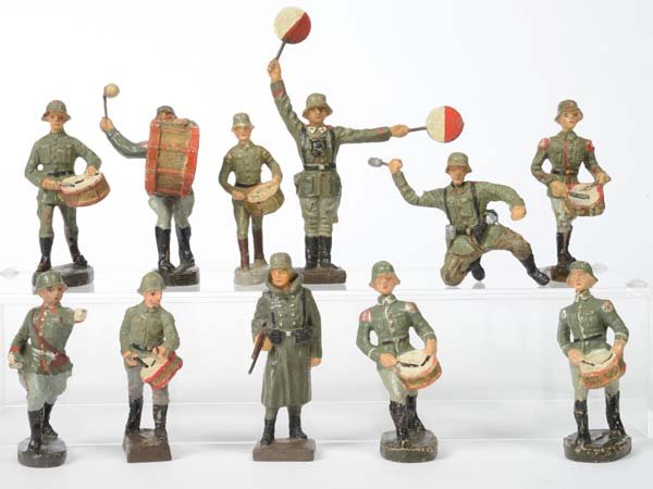 Elastolin/Lineol: English: Elastolin/Lineol a.o., 11 Soldiers, Germany prewar, composite, mixed condition, mostly good Deutsch: Elastolin/Lineol u.a.: 11 Soldaten, Germany VK, 7 cm, Masse, gemischter Zustand, meist gut