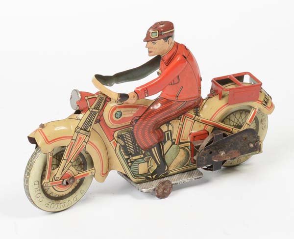 Tipp&Co: English: Tipp&Co, motorcycle T 586, US Z. Germany, tin, wind up defective, minimal paint damage, condition 2 Deutsch: Tipp&Co, Motorrad T 586, US Z. Germany, 19 cm, Blech, Uhrwerk defekt, minimale Lac