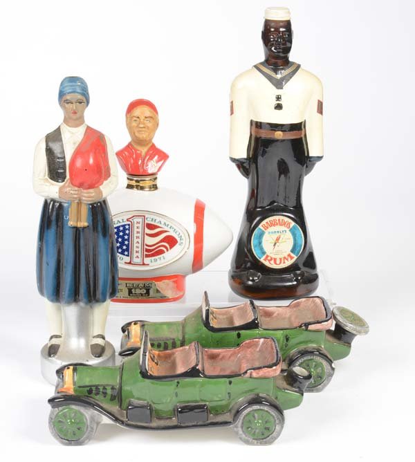 Figure Bottles: 5 Figure Bottles, ceramics, partially dusty, C 2