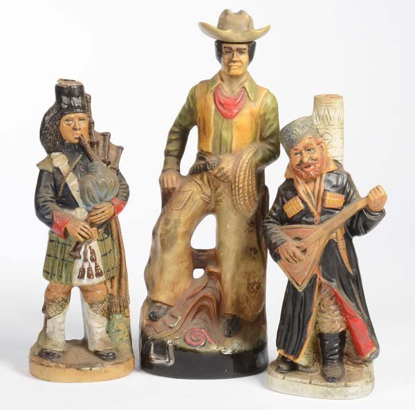 Figure Bottles: 3 Figure Bottles, ceramics, dusty, C 1-2
