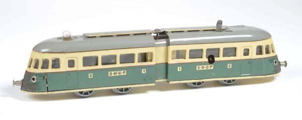 Joustra: Joustra, Railcar, France, gauge 0, tin, clockwork ok., 1 dent, c2-,