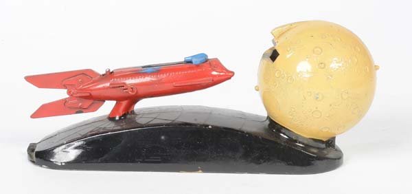 Rocket Money Bank: Rocket Money Bank, min. Paint d., bottom plate out of cast missing, C 2