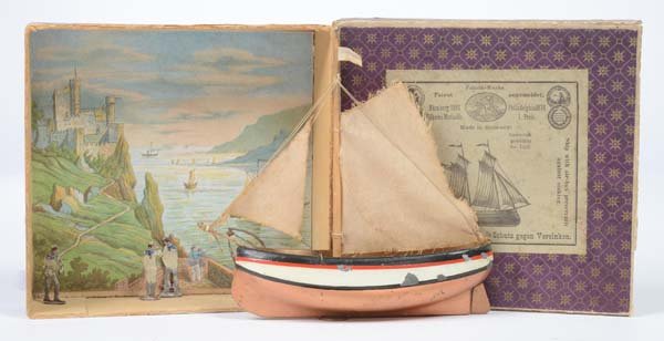 Uebelacker: Uebelacker, Boat, Germany pw, wood, box C 1- (as "Heidelberger Schloss" Panorama), very good original condition, before 1900!