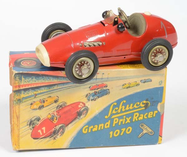 Schuco: Schuco, Grand Prix Racer, US Z. Germany, tin, clockwork ok, box C 2-, C 1-2