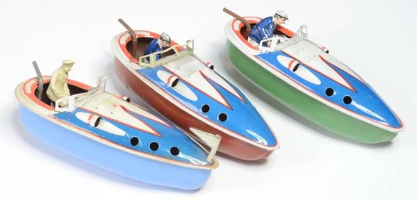 Put - Put - boats: 3 Put - Put - boats, US Z. Germany, tin, paint d., windscreen deformed, C 2-,