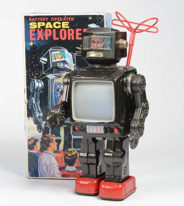 SH: SH, Space Explorer Roboter, Japan, tin, mixed construction, plastic, function not checked, box C 2, with original antenna, C 2