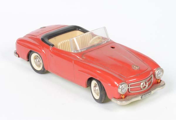 Schuco: Schuco, Mercedes 2095, W.-Germany, tin, clockwork ok, paint d., dirty, small crack on windscreen, C 2-