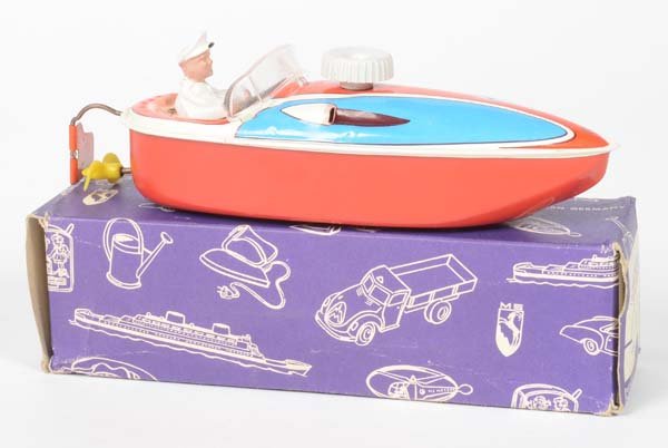 Seidel: Seidel, Boat, W.-Germany, tin, clockwork ok, box C 2, C 1-2