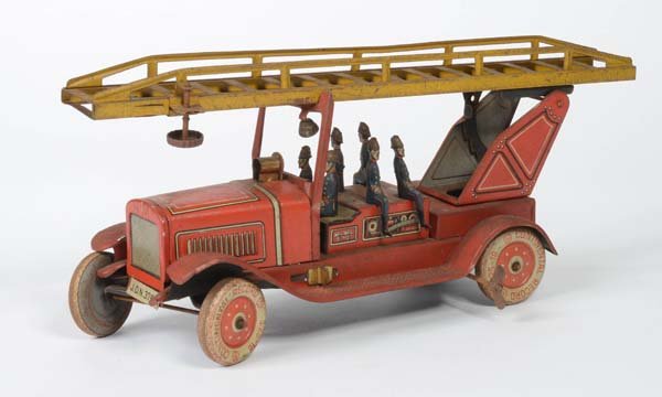 Distler: Distler, Fire Engine, Germany, pw, tin, clockwork ok, paint damage, dirty, otherwise good original condition