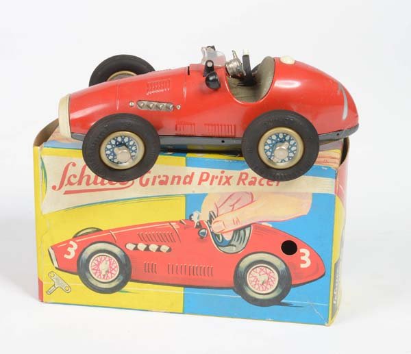 Schuco: Schuco, Grand Prix Racer, US Z. Germany, tin, clockwork ok, box, steering wheel defective, C 2