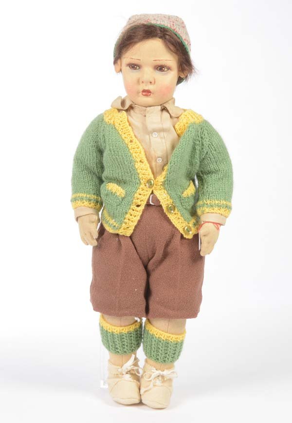 Lenci Doll: Lenci Doll, Boy out of Felt, 20s, painted eyes, fixed ears, 5 parts of body