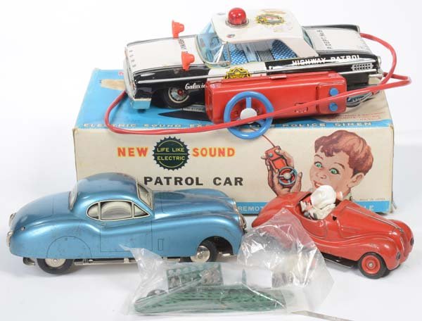 Schuco: Schuco, Distler, ASC: 3 Cars, W.-Germany + Japan, tin, police car C 2-3, otherwise for tinkerer