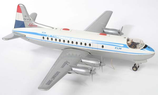 Schuco: Schuco, Plane Radiant KLM, tin, function not checked, battery case cover missing, body rusty on lower part, visually good