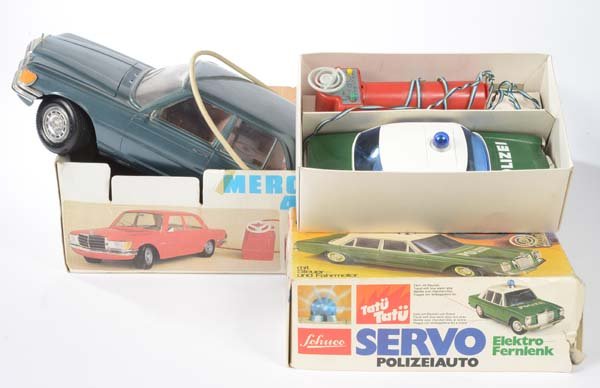 Rico + Schuco: Rico + Schuco, 2x Mercedes, W.-Germany + Spain, plastic, drive not checked, C 1-/2+