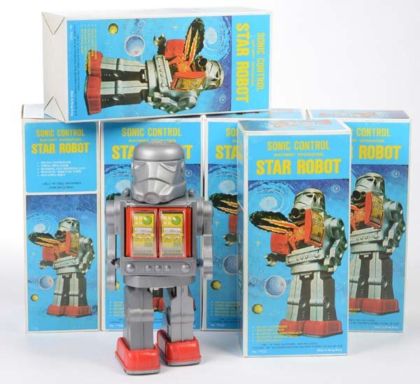 Star Robot: 6x Star Robot, Hong Kong, plastic, founded on storage