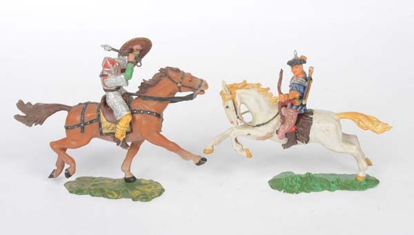 Elastolin: Elastolin, Norman Horseman + Hun, W.-Germany, plastic, painting 2+3, C 1-