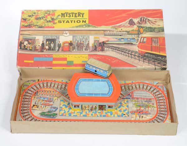 Technofix: Technofix, Mystery Station, W.-Germany, tin, clockwork ok, paint d. on bus, box C 2+, C 2