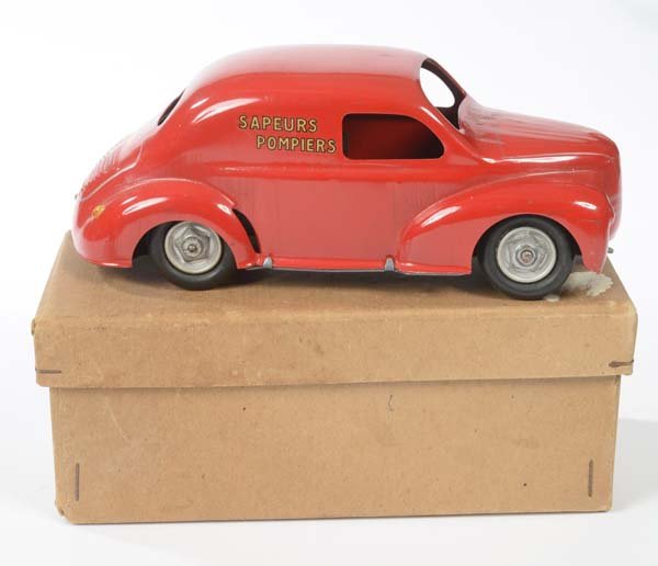 CIJ: CIJ, "Sapeurs Pompiers", France, tin, windup defective, minimal paint damage, original box condition 1-2, condition 1-2