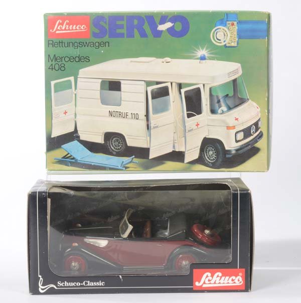 Schuco: Schuco, Ambulance+Schuco Classic, W.-Germany, tin, function not checked, box C 2, C 1/2