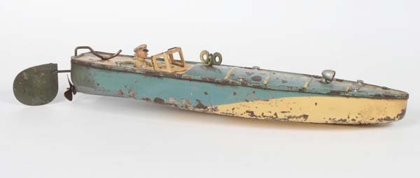 JEP: JEP, Boat, France, tin, clockwork defective, severe paint d., C 3-4