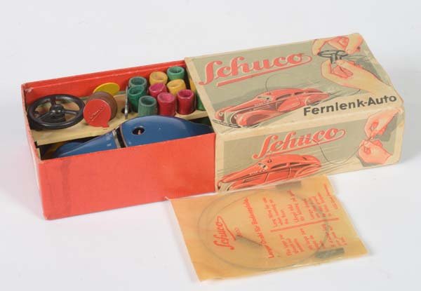 Schuco: Schuco, Radio Control Car 3000, Germany pw, tin, clockwork ok, min. paint d., box C 2+, C 2+