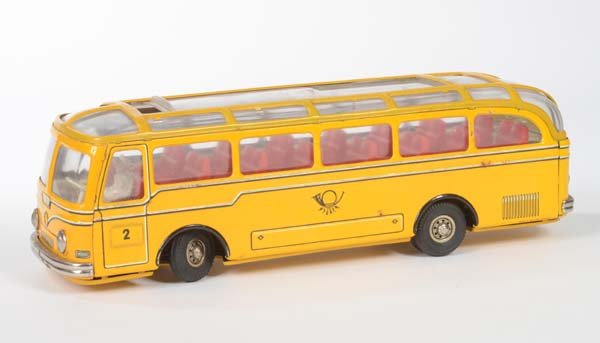 Tipp&Co: Tipp&Co, Post Bus with glass roof, W.-Germany, tin, min. paint d., remote control removed, C 2-3