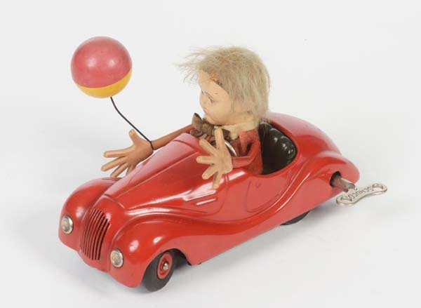 Schuco: Schuco, Sonny Peter, W.-Germany, tin, clockwork ok, paint d., hairs flat, C 2-3