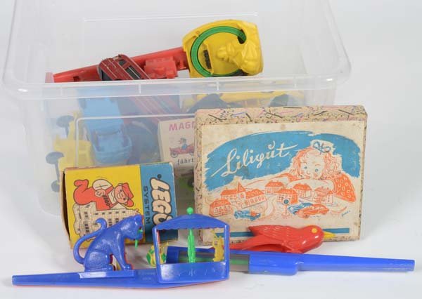 Norev: Bundle Norev, Lego, toys: vehicles, signs, whistles, France, Austria a.o., plastic, mixed C